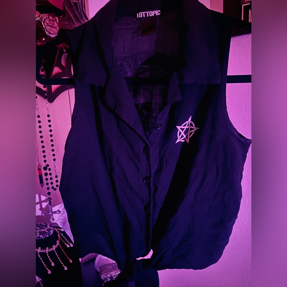 Witchy Black Crop Top W/ Buttons